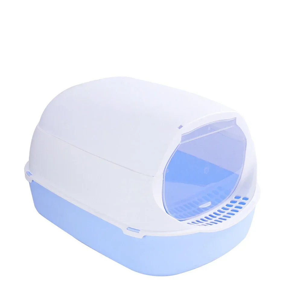 Semi-Enclosed Cat Litter Box – Splashproof Tray for Cats & Kittens