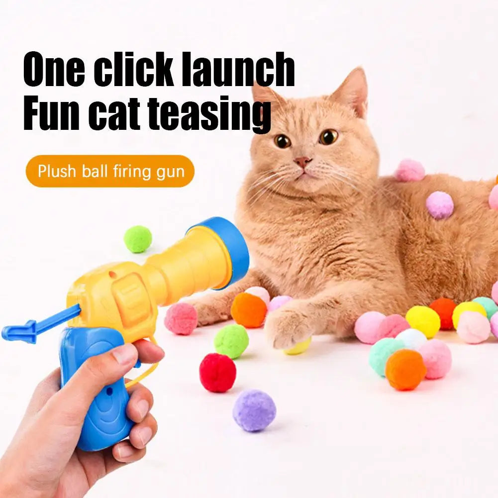 Interactive Cat Launch Toy – Mini Shooting Plush Ball for Kittens