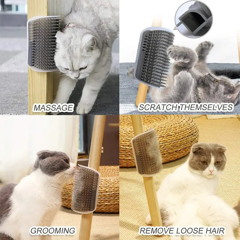 Cat Massage & Hair Removal Brush – Removable Scratcher Comb