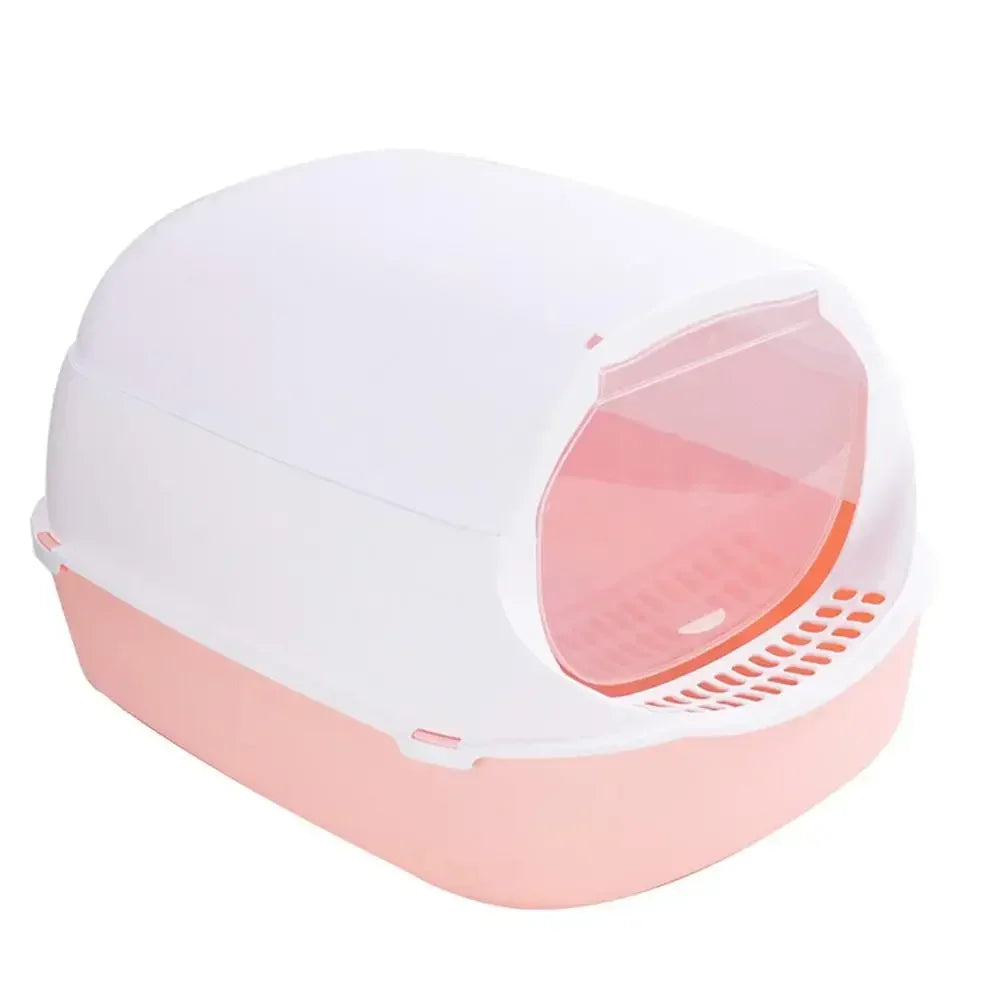 Semi-Enclosed Cat Litter Box – Splashproof Tray for Cats & Kittens