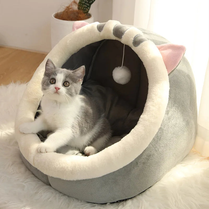 Foldable Deep Sleep Cat Bed – Washable Cave for Cats & Small Dogs