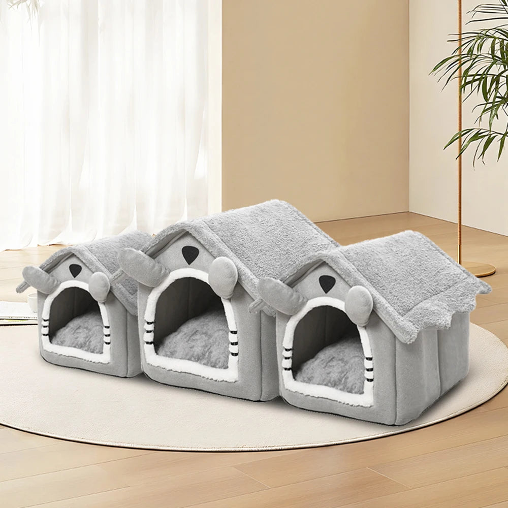 Detachable Cat House – Semi-Enclosed Velvet Pet Nest