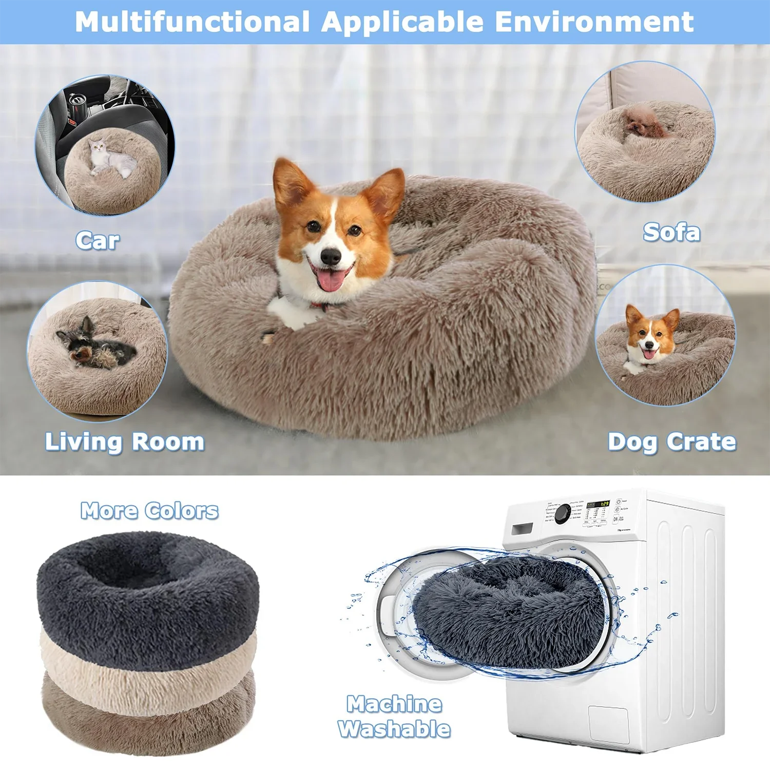 Plush Donut Cat Bed – Soft Washable Bed for All Cats