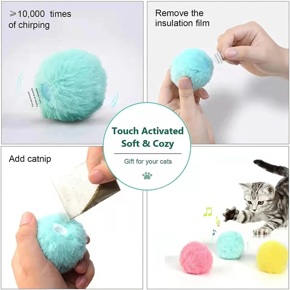 Interactive Plush Catnip Toy – Electric Squeak Ball for Cats