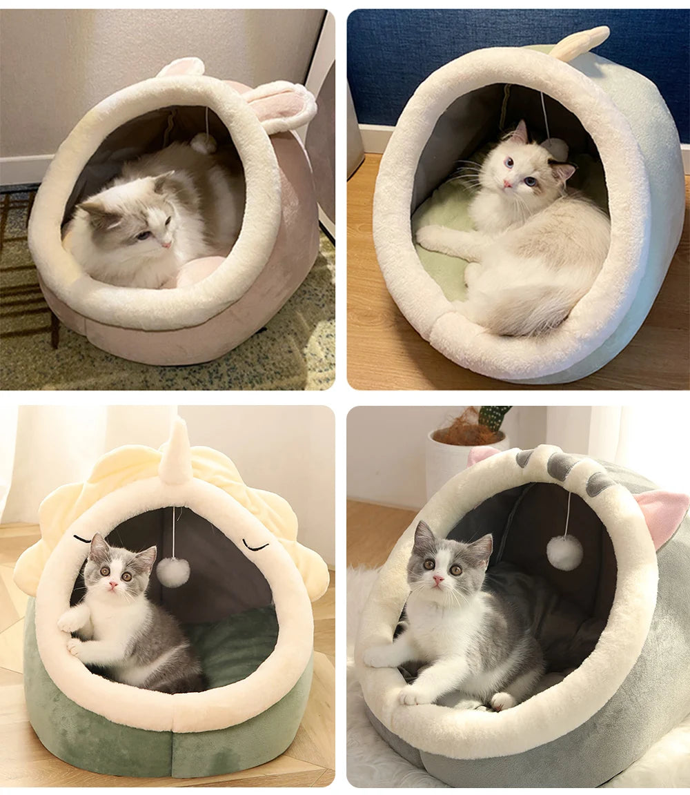 Foldable Deep Sleep Cat Bed – Washable Cave for Cats & Small Dogs