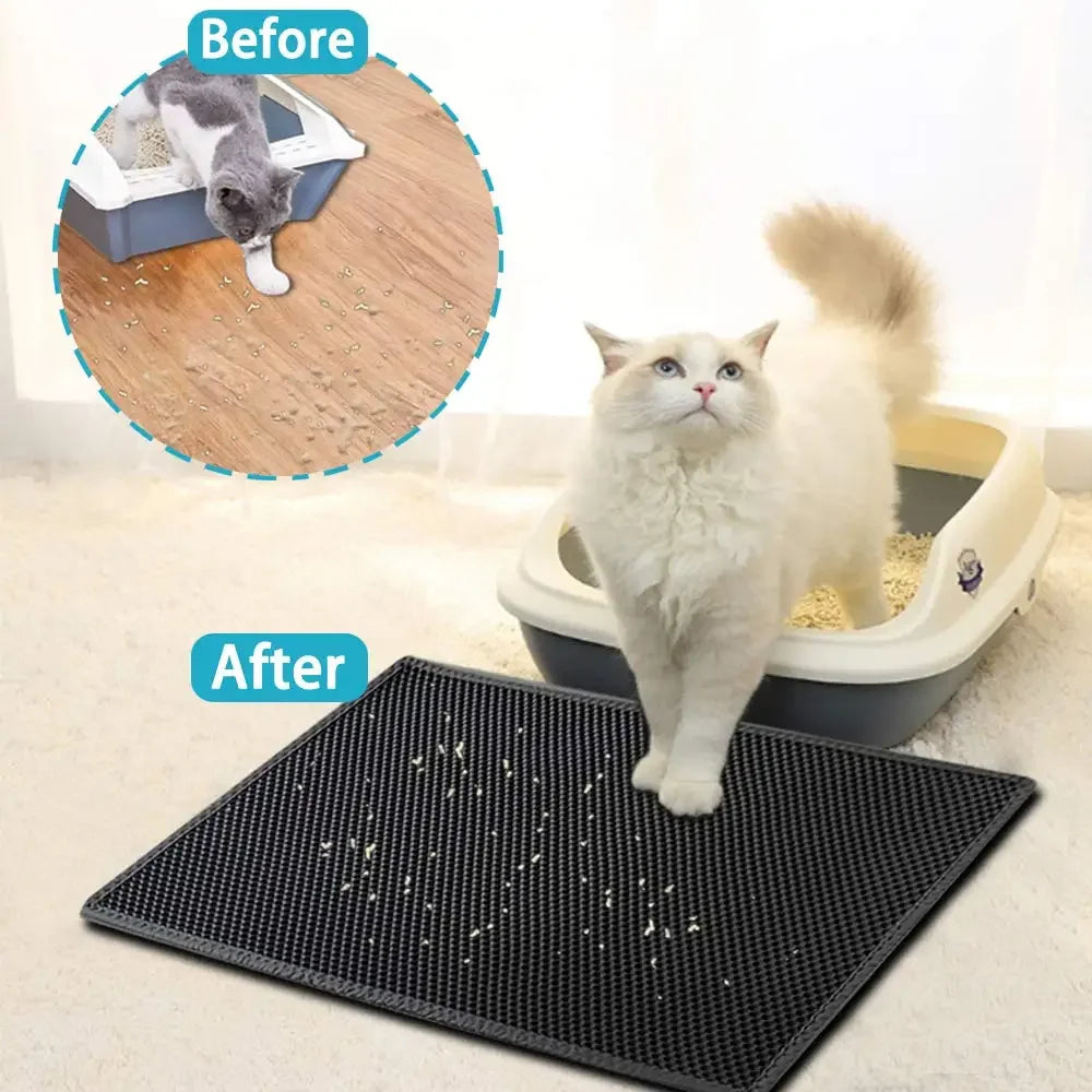 Double-Layer Cat Litter Mat – Non-Slip Waterproof Pad