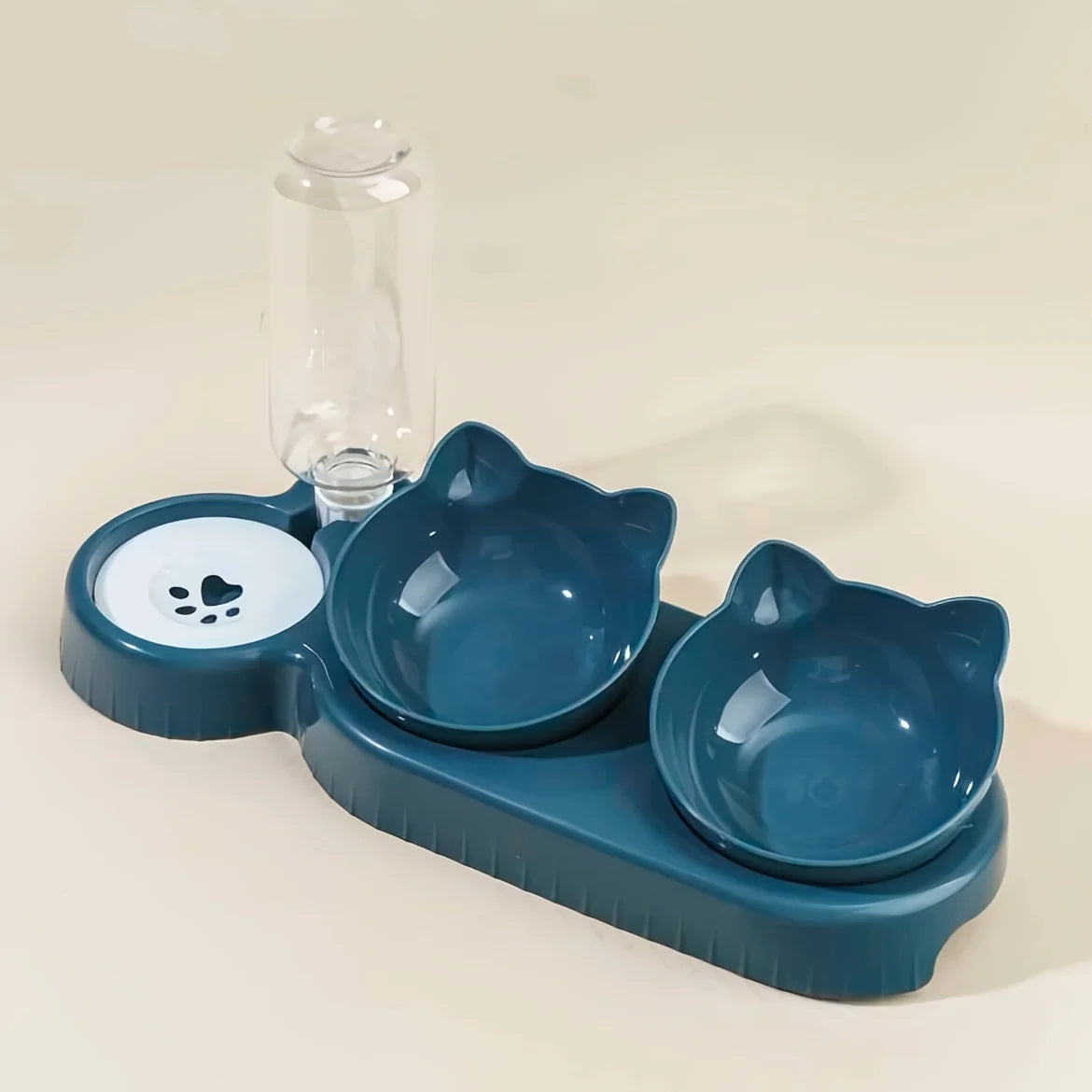 3-in-1 Tilted Pet Bowl – Cat & Dog Food and Water Feeder