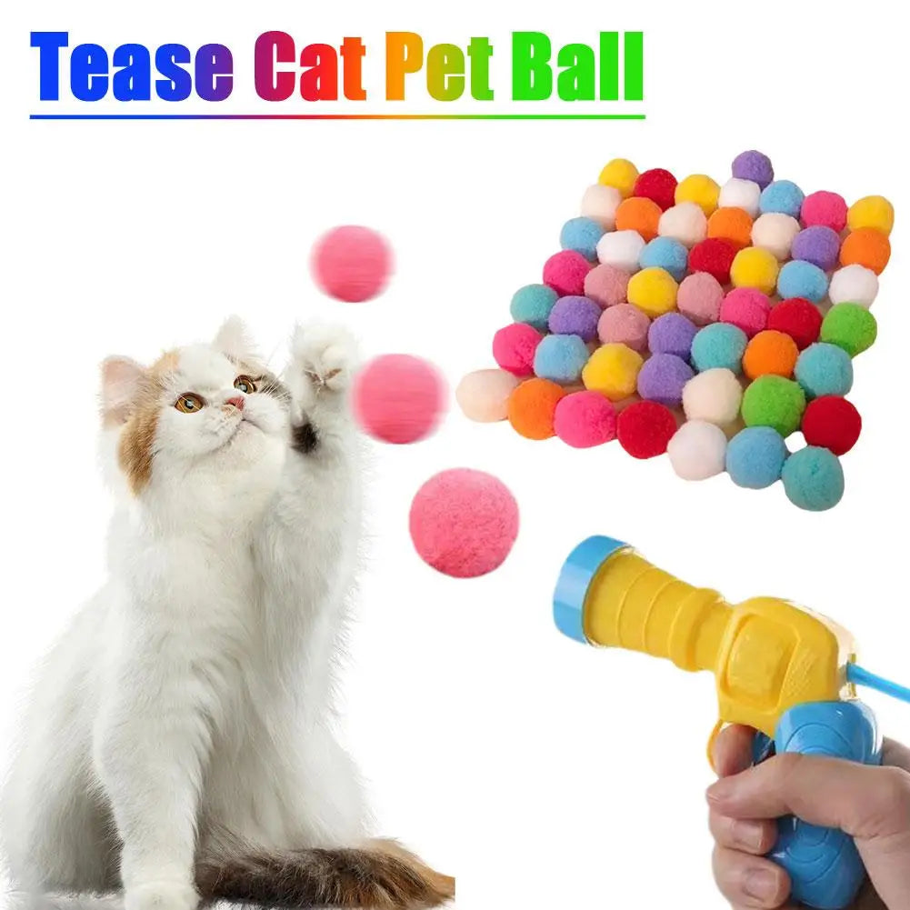 Interactive Cat Launch Toy – Mini Shooting Plush Ball for Kittens