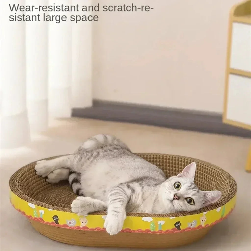 Oval Cat Scratching Board – Corrugated Paper Claw Toy & Nest