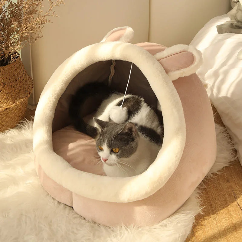 Foldable Deep Sleep Cat Bed – Washable Cave for Cats & Small Dogs