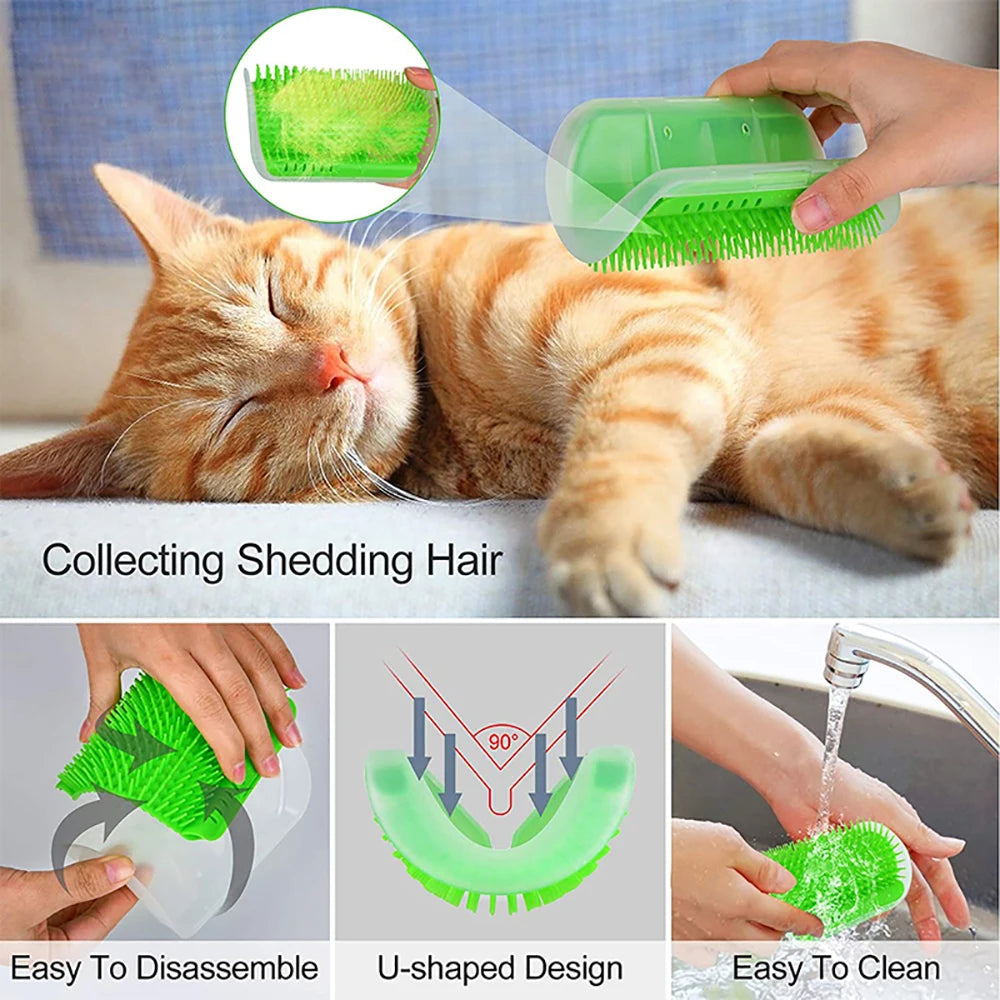 Cat Massage & Hair Removal Brush – Removable Scratcher Comb
