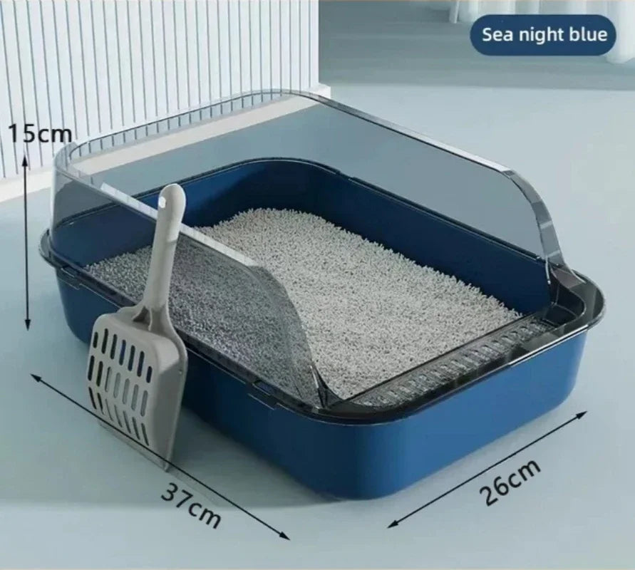 Semi-Enclosed Cat Litter Box – Splashproof Tray for Cats & Kittens