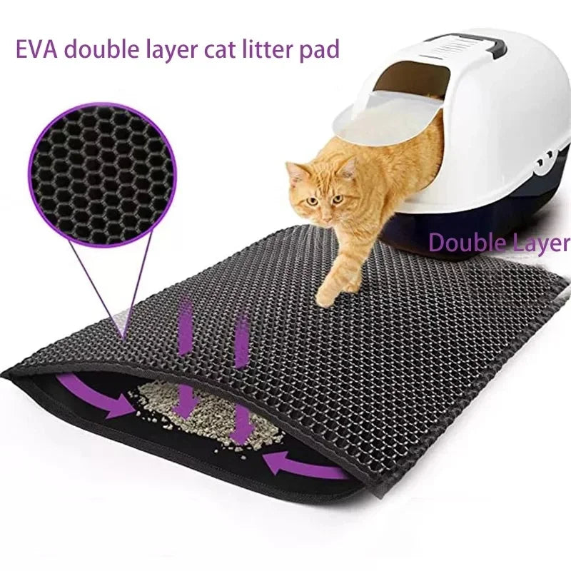 Double-Layer Cat Litter Mat – Non-Slip Waterproof Pad