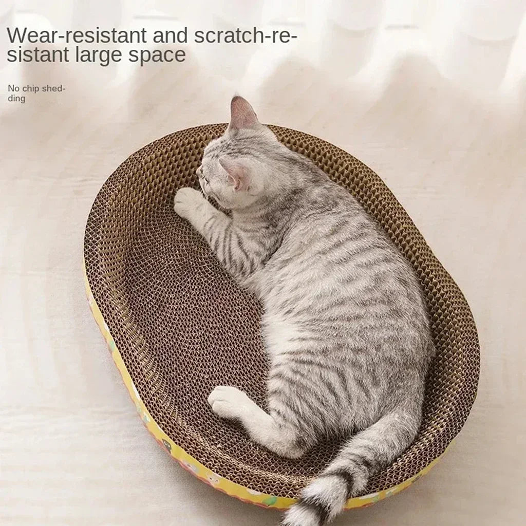 Oval Cat Scratching Board – Corrugated Paper Claw Toy & Nest