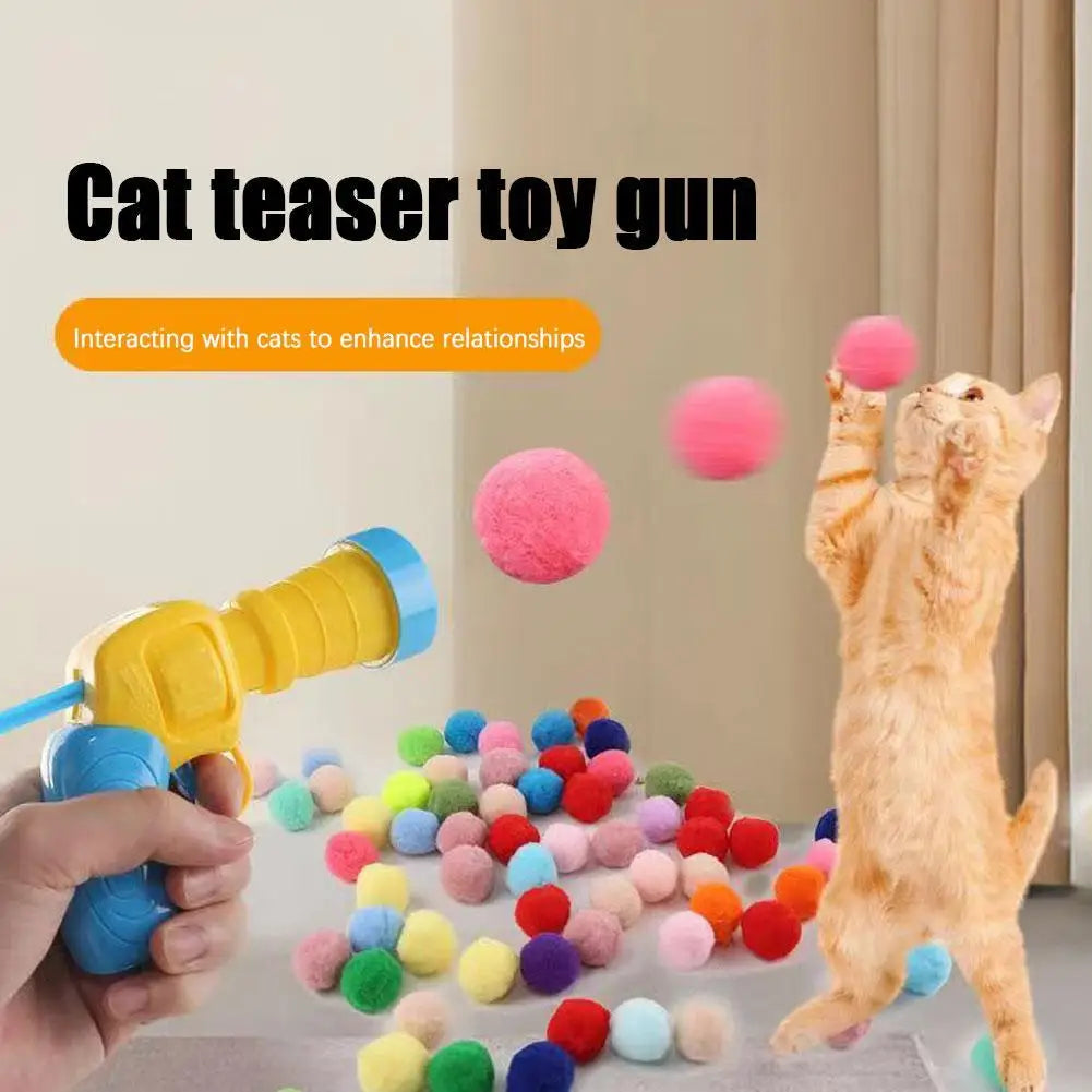 Interactive Cat Launch Toy – Mini Shooting Plush Ball for Kittens